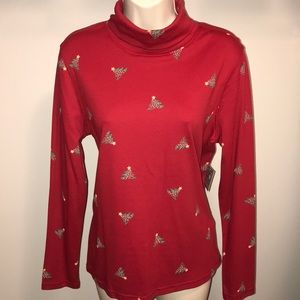 NWT Red Christmas Tree Turtleneck Size Medium